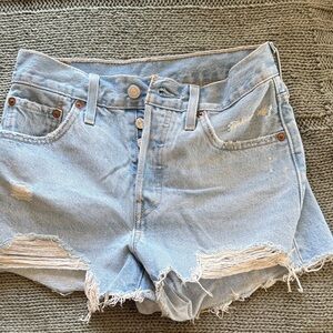 Levi's Light Blue Distressed Jean Shorts